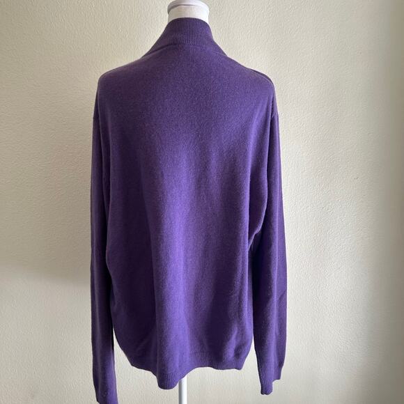 Neiman Marcus Sweater 100% Cashmere Women Purple SZL 1/4 Zip Comfortcore Comfy - Picture 2 of 9